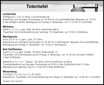 Anzeige von Totentafel vom 08.11.2018 von MGO