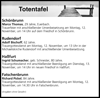 Anzeige von Totentafel vom 10.11.2018 von MGO