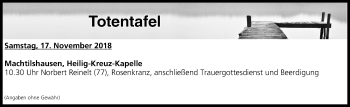 Anzeige von Totentafel vom 17.11.2018 von MGO