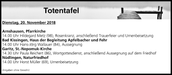 Anzeige von Totentafel vom 20.11.2018 von MGO