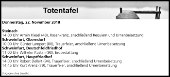 Anzeige von Totentafel vom 22.11.2018 von MGO