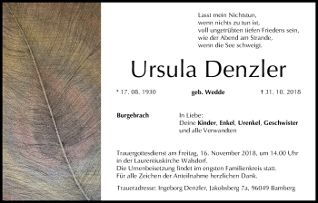Anzeige von Ursula Denzler von MGO