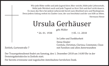 Anzeige von Ursula Gerhäuser von MGO