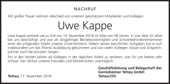 Anzeige von Uwe Kappe von MGO