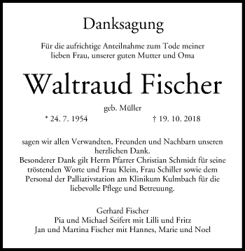 Anzeige von Waltraud Fischer von MGO