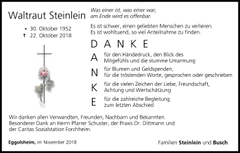 Anzeige von Waltraut Steinlein von MGO