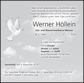 Anzeige von Werner Höllein von MGO