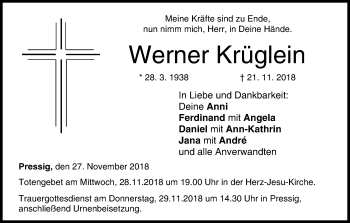 Anzeige von Werner Krüglein von MGO