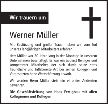 Anzeige von Werner Müller von MGO
