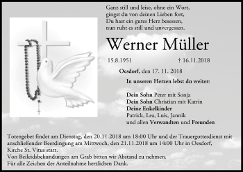 Anzeige von Werner Müller von MGO