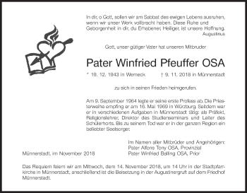 Anzeige von Winfried Pfeuffer von MGO