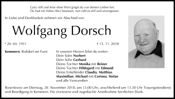 Anzeige von Wolfgang Dorsch von MGO