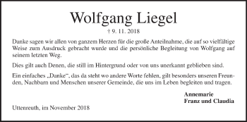 Anzeige von Wolfgang Liegel von MGO