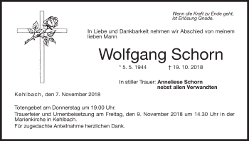 Anzeige von Wolfgang Schorn von MGO