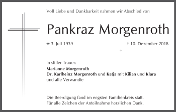 Anzeige von Pankraz Morgenroth von MGO