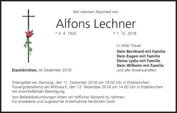 Anzeige von Alfons Lechner von MGO