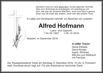 Anzeige von Alfred Hofmann von MGO