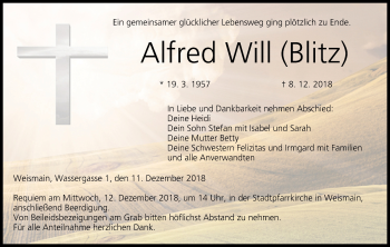 Anzeige von Alfred Will von MGO
