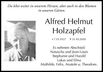 Anzeige von Alfred Helmut Holzapfel von MGO