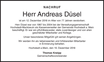 Anzeige von Andreas Düsel von MGO