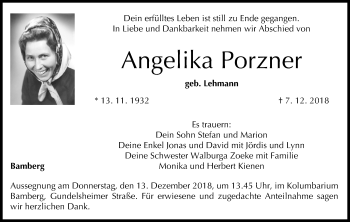 Anzeige von Angelika Porzner von MGO
