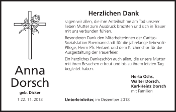 Anzeige von Anna Dorsch von MGO