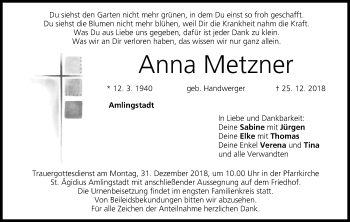 Anzeige von Anna Metzner von MGO