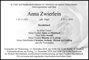 Anzeige von Anna Zwierlein von MGO