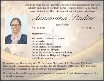 Anzeige von Annemaria Stadter von MGO