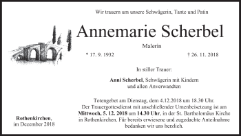 Anzeige von Annemarie Scherbel von MGO