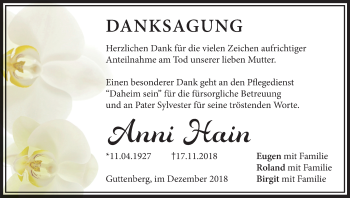 Anzeige von Anni Hain von MGO