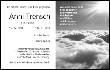 Anzeige von Anni Trensch von MGO