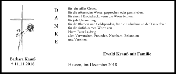 Anzeige von Barbara Krauß von MGO