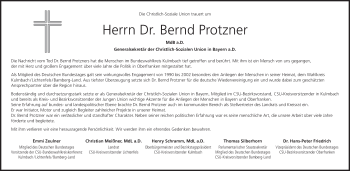 Anzeige von Bernd Protzner von MGO