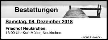 Anzeige von Bestattungen vom 08.12.2018 von MGO