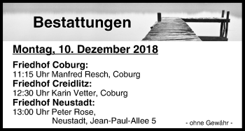 Anzeige von Bestattungen vom 10.12.2018 von MGO