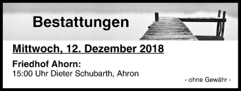 Anzeige von Bestattungen vom 12.12.2018 von MGO