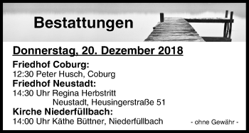 Anzeige von Bestattungen vom 20.12.2018 von MGO