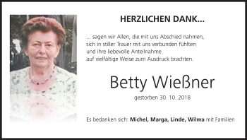 Anzeige von Betty Wießner von MGO