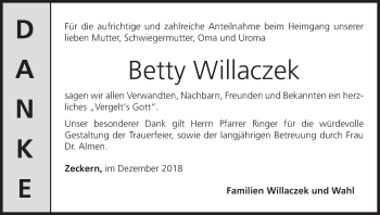 Anzeige von Betty Willaczek von MGO