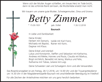 Anzeige von Betty Zimmer von MGO