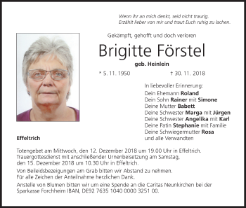 Anzeige von Brigitte Förstel von MGO
