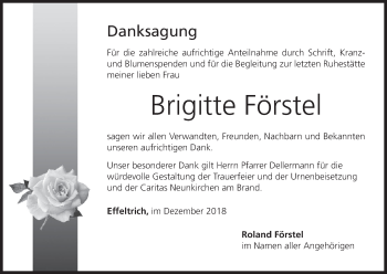 Anzeige von Brigitte Förstel von MGO