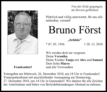 Anzeige von Bruno Först von MGO