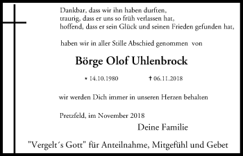 Anzeige von Börge Olof Uhlenbrock von MGO