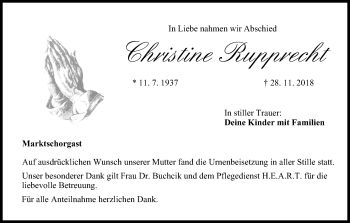 Anzeige von Christine Rupprecht von MGO