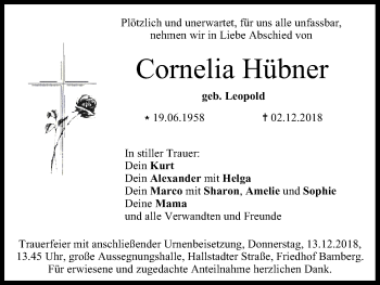 Anzeige von Cornelia Hübner von MGO
