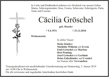 Anzeige von Cäcilia Gröschel von MGO
