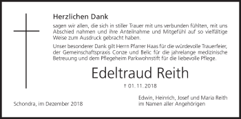 Anzeige von Edeltraud Reith von MGO