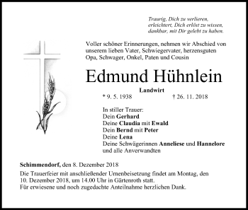 Anzeige von Edmund Hühnlein von MGO